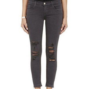 J Brand Destroyed Cropped Skinny Jeans Demen Grey 28